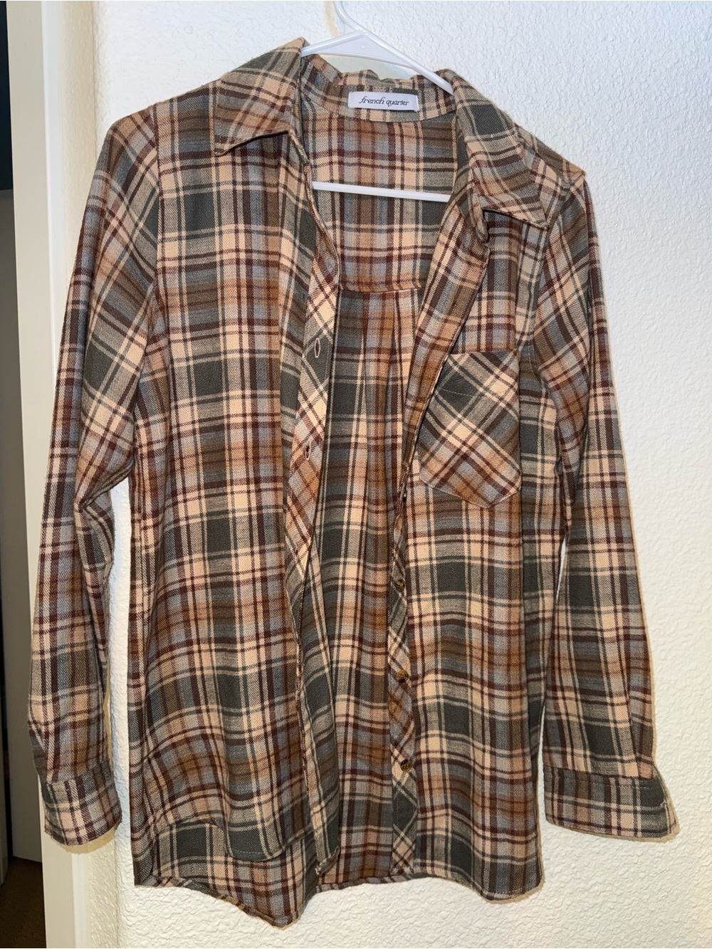French Quarter Plaid Button-Up Shirt Jacket - Brown & Olive